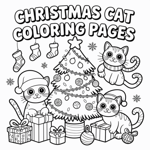 Christmas Cat Coloring Pages Christmas Cat Coloring Pages