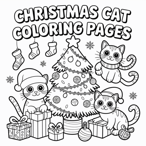 Christmas Cat Coloring Pages