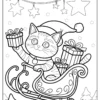 Christmas Cat Coloring Pages