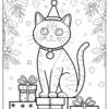 Christmas Cat Coloring Pages
