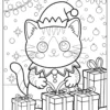 Christmas Cat Coloring Pages