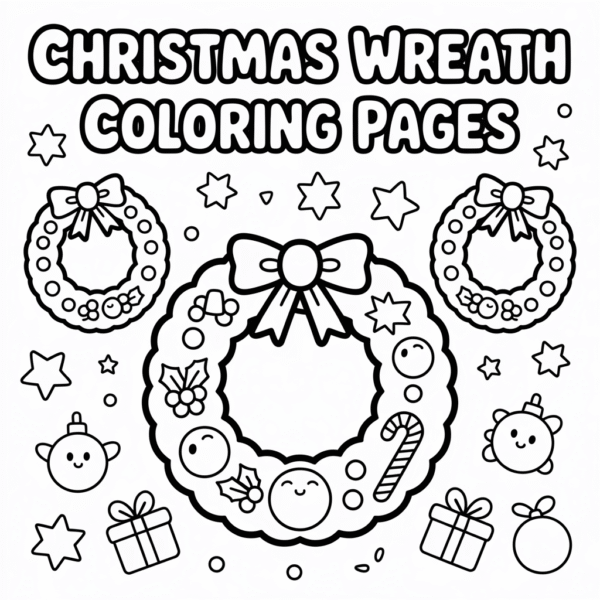 Christmas Wreath Coloring Pages