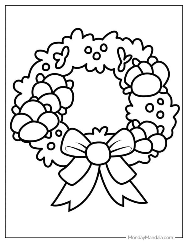 Christmas Wreath Coloring Pages