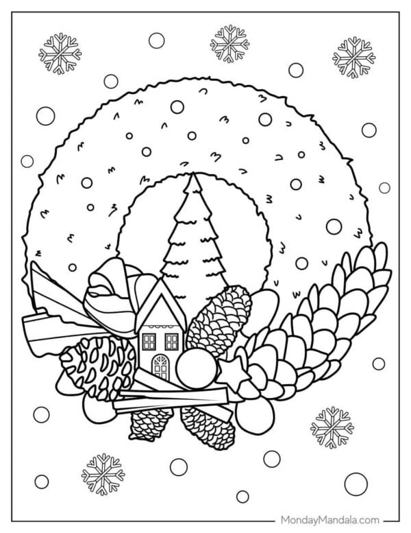 Christmas Wreath Coloring Pages