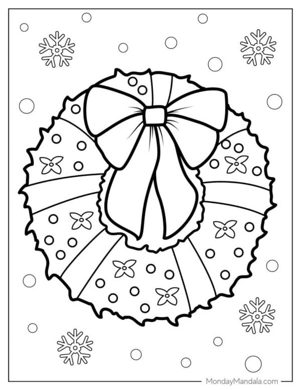 Christmas Wreath Coloring Pages