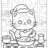 Christmas Cat Coloring Pages